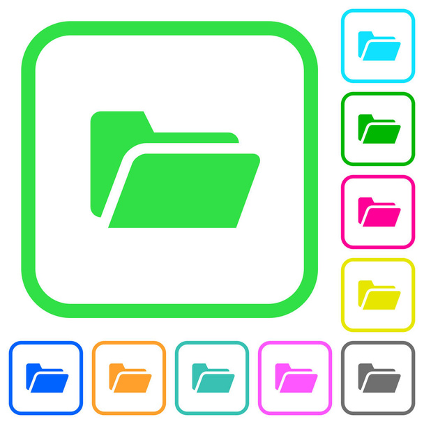 Folder open vivid colored flat icons in curved borders on white background - Vector, Image