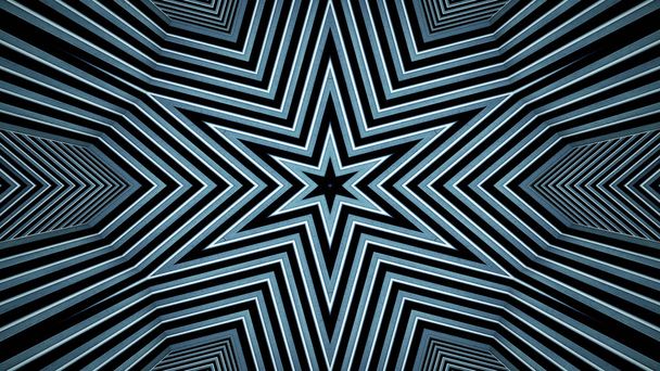 abstracto colorido hipnótico simétrico patrón ornamental decorativo caleidoscopio movimiento geométrico círculo y estrellas formas - Foto, imagen