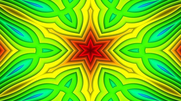 abstract kleurrijk hypnotisch symmetrisch patroon decoratieve caleidoscoop uurwerk geometrische cirkel en ster vormen - Foto, afbeelding