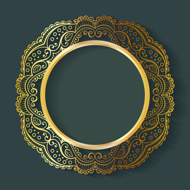 Vector vintage circle frame made of lace with shadow. - ベクター画像