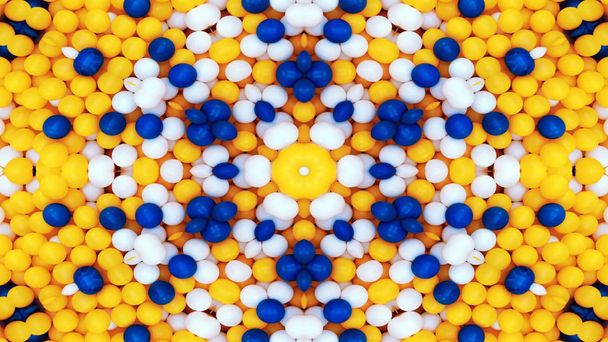 abstracto colorido hipnótico simétrico patrón ornamental decorativo caleidoscopio movimiento geométrico círculo y estrellas formas - Foto, Imagen