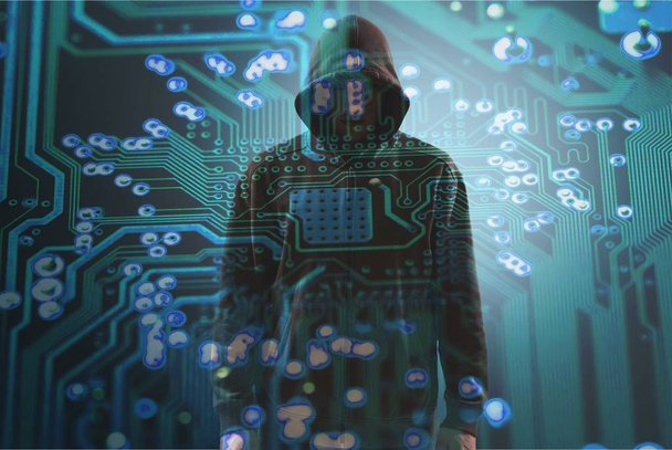 Cyber hacker in hoodie - Zdjęcie, obraz