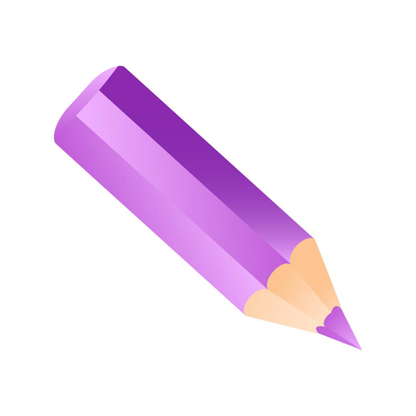 Short small pencil icon realist style. Белый цветной карандаш
 - Вектор,изображение