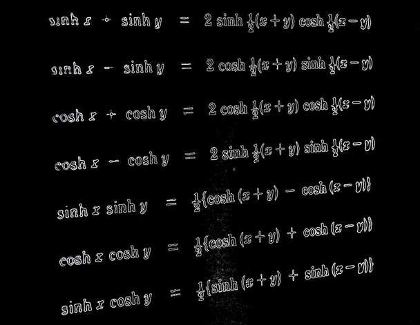 große Anzahl mathematischer Formeln neon auf schwarzem Hintergrund - Foto, Bild