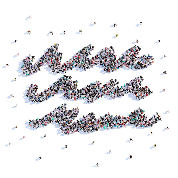 A lot of people form wind, icon . 3d rendering. - Foto, afbeelding