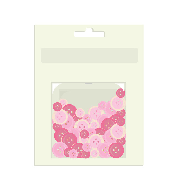 Konténerben csomagolást rózsaszín gombok - Vektor, kép