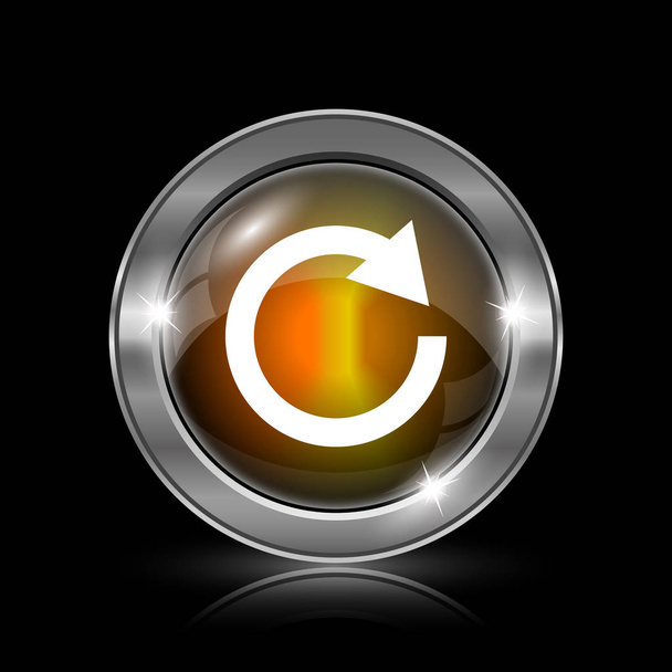 Reload one arrow icon. Metallic internet button on black background - Photo, Image