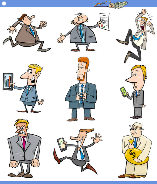 Ilustración de dibujos animados de personajes de hombres de negocios
 - Vector, imagen