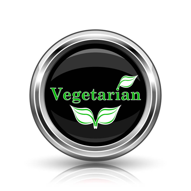 vegetarische pictogram. metalen internet knop op witte achtergrond - Foto, afbeelding