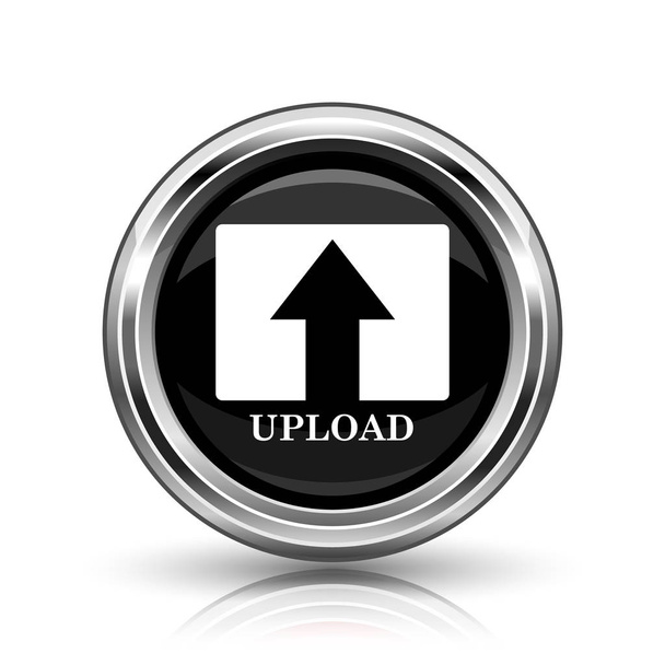 Upload icon. Metallic internet button on white background - Photo, Image