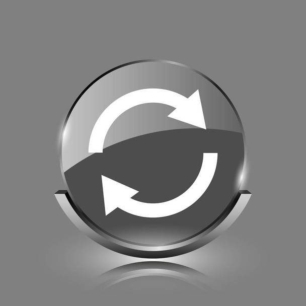Reload two arrows icon. Shiny glossy internet button on grey background - Photo, Image