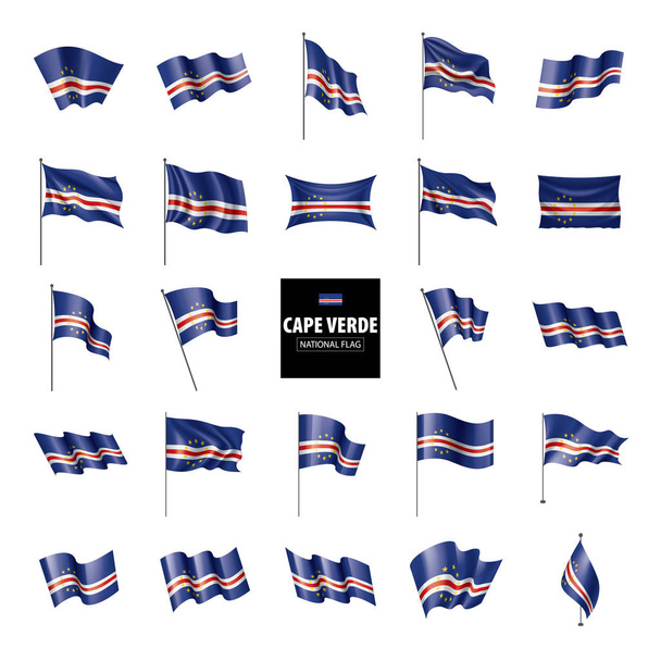 Bandera de Cabo Verde, ilustración vectorial sobre fondo blanco - Vector, imagen