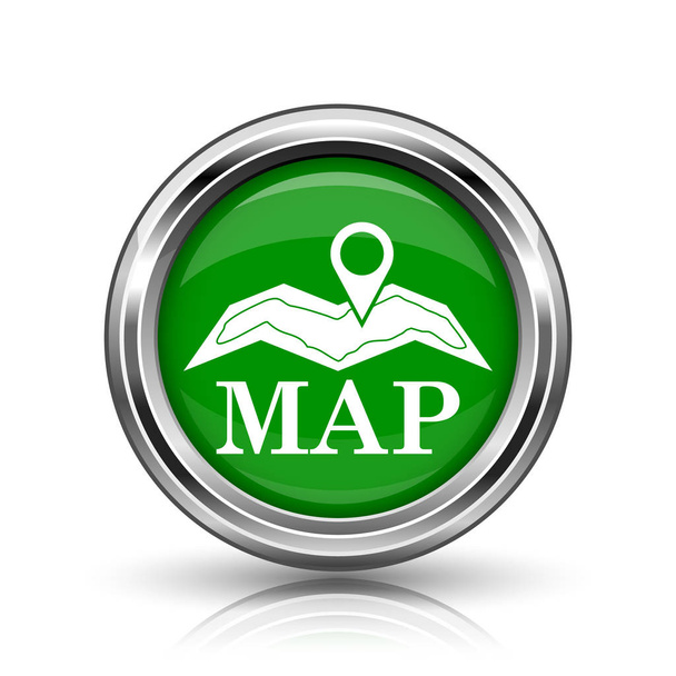 Map icon. Metallic internet button on white background - Photo, Image