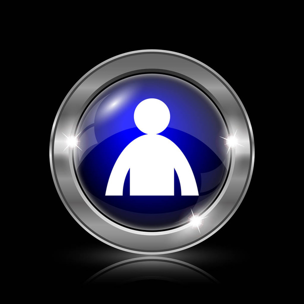 Icono de perfil de usuario. Botón metálico de internet sobre fondo negro
 - Foto, imagen