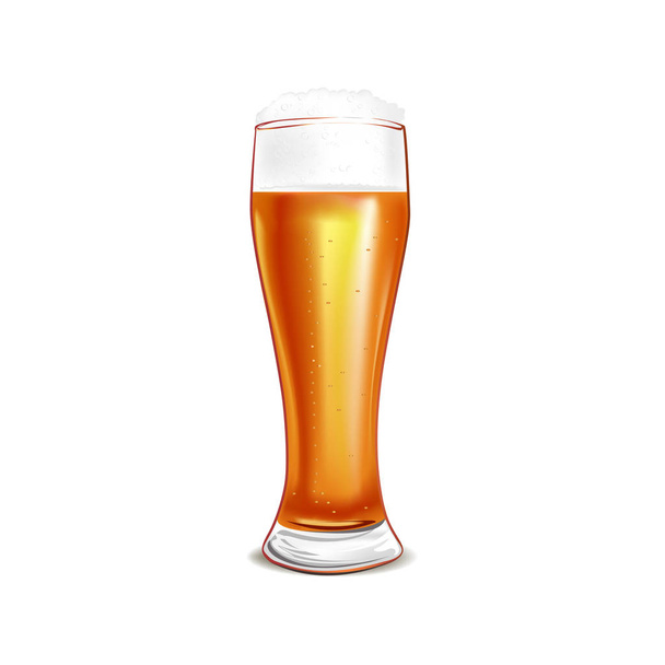 A glass of beer isolated on white background. Vector illustration. - Вектор, зображення