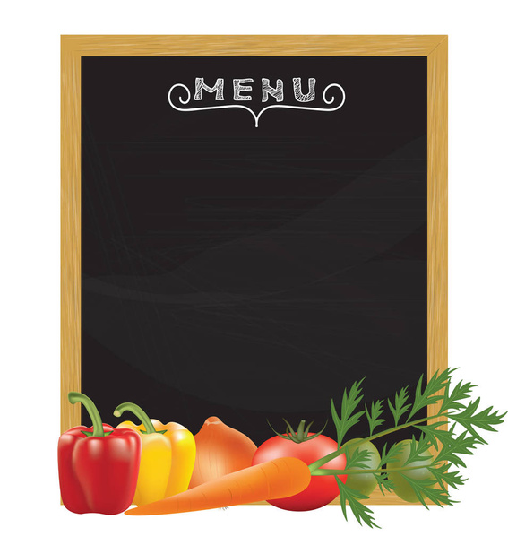 Menu de quadro negro com legumes, vetor
 - Vetor, Imagem