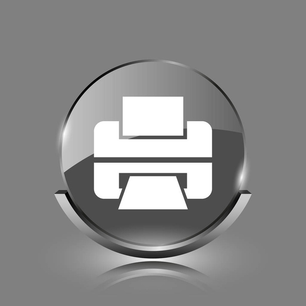 Printer icon. Shiny glossy internet button on grey background - Photo, Image