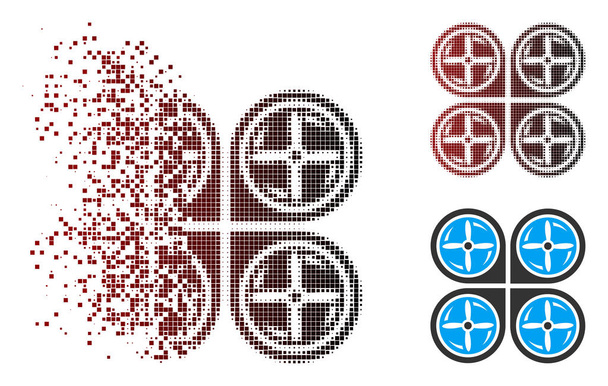 Dust Pixel Halftone Нанокоптер винты Rotaion икона
 - Вектор,изображение