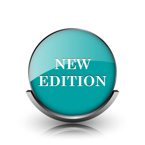 Иконка нового издания. Металлическая кнопка интернет на белом фоне
 - Фото, изображение