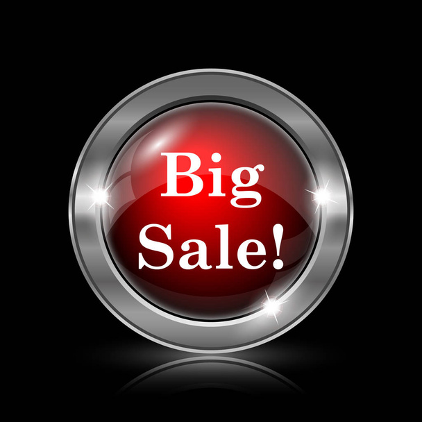 Μεγάλη πώληση εικονίδιο. Μεταλλικό κουμπί internet σε μαύρο φόντο - Φωτογραφία, εικόνα