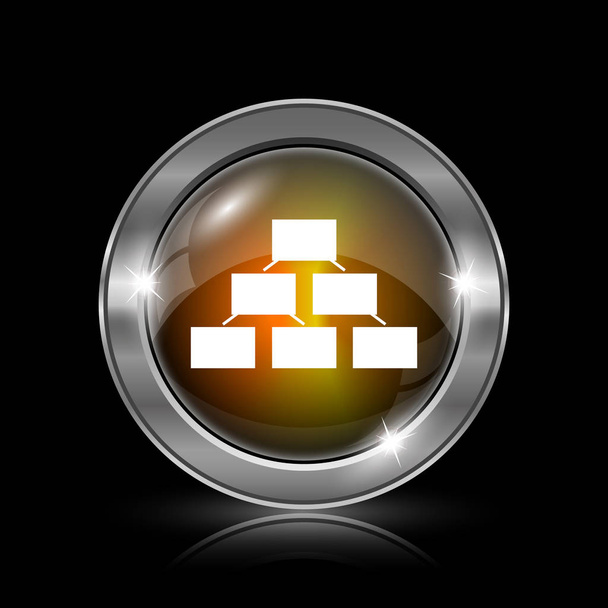 Organizational chart icon. Metallic internet button on black background - Photo, Image