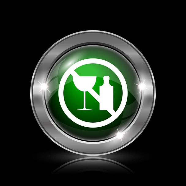 Silver and green glossy icon on black background. - Photo, Image