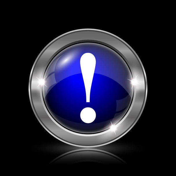 Attention icon. Metallic internet button on black background - Photo, Image
