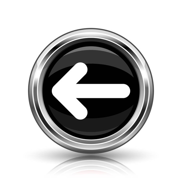 Αριστερό βέλος εικονίδιο. Μεταλλικό κουμπί internet σε άσπρο φόντο - Φωτογραφία, εικόνα