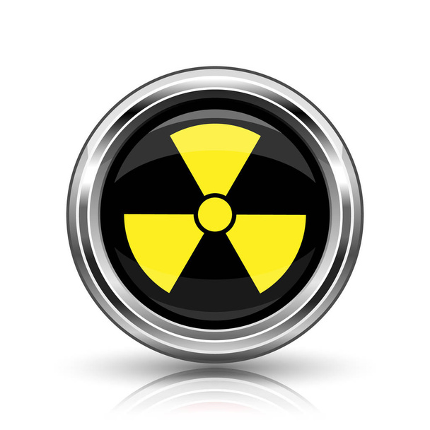 放射線のアイコン。白い背景の上に金属製のインター ネット ボタン - 写真・画像