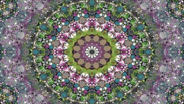 Abstrakte bunte symmetrische Muster Ornamentale dekorative Kaleidoskop Bewegung Geometrischer Kreis und Sternenformen - Foto, Bild