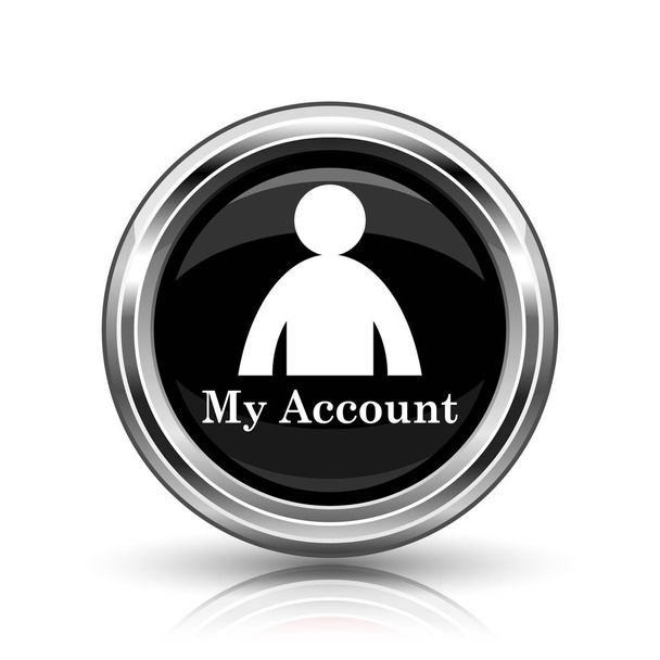 私のアカウントのアイコン。白い背景の上に金属製のインター ネット ボタン - 写真・画像
