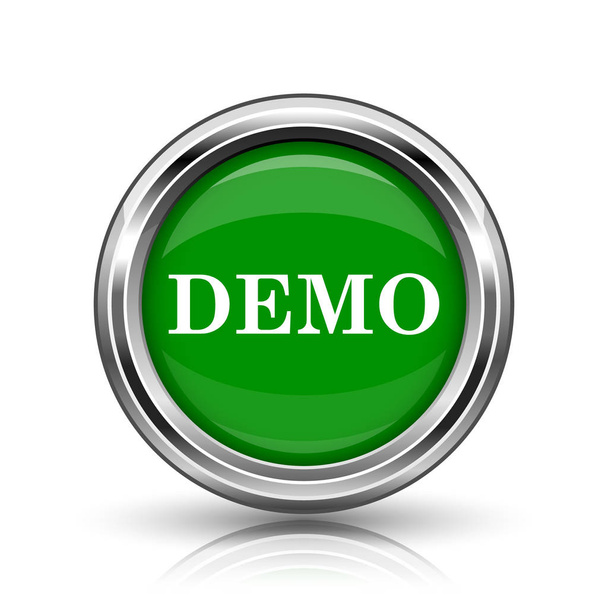 Demo icon. Metallic internet button on white background - Photo, Image
