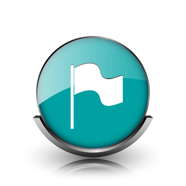 Icono de bandera. Botón metálico de internet sobre fondo blanco
 - Foto, Imagen