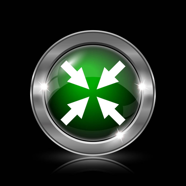 Срібна і зелена глянсова іконка на чорному тлі
. - Фото, зображення