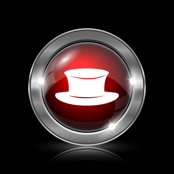 Hat icon. Metallic internet button on black background - Fotoğraf, Görsel