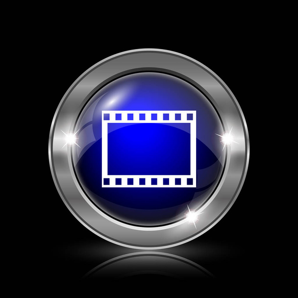 Photo icon. Metallic internet button on black background - Photo, Image
