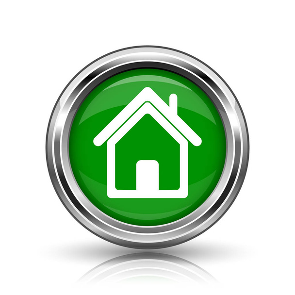 Home icon. Metallic internet button on white background - Photo, Image