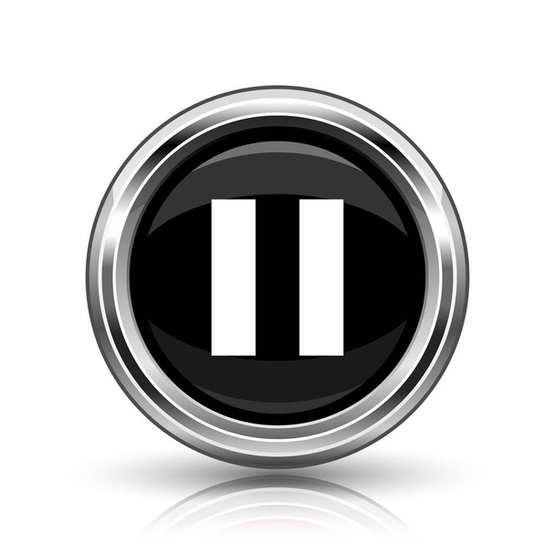 Pausa icono. Botón metálico de internet sobre fondo blanco
 - Foto, Imagen