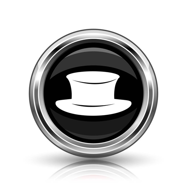 ikona kapelusz. metalowe internet przycisk na białym tle - Zdjęcie, obraz