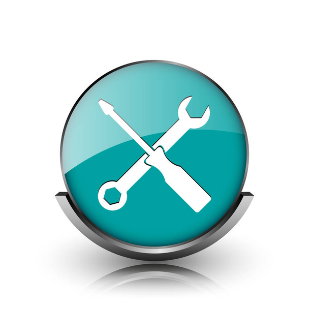 Tools icon. Metallic internet button on white background - Photo, Image