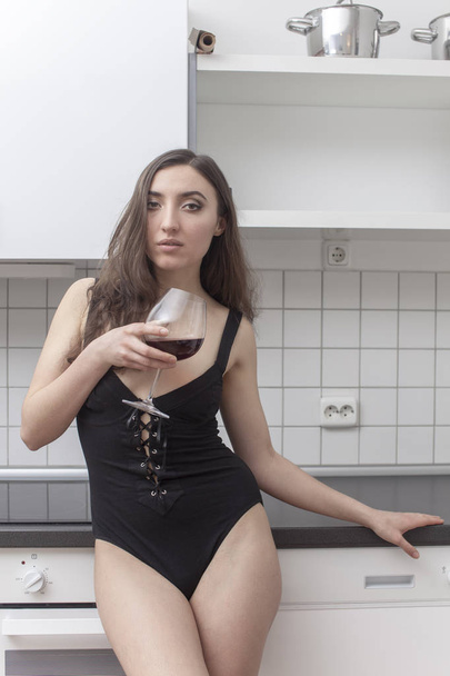 woman with red wine  - Fotografie, Obrázek