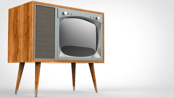 Televisor vintage de madera con patas - plano de estudio
 - Foto, Imagen