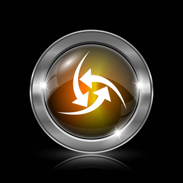 Change icon. Metallic internet button on black background - Foto, imagen