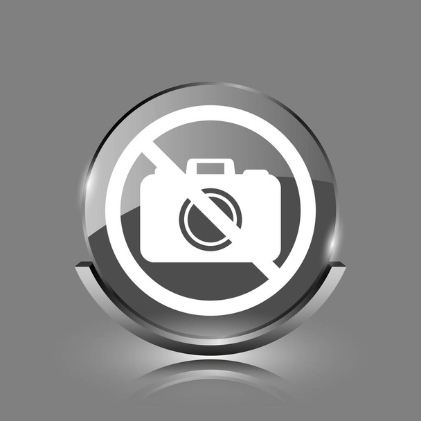 Icône de caméra interdite. Bouton internet brillant sur fond gris
 - Photo, image