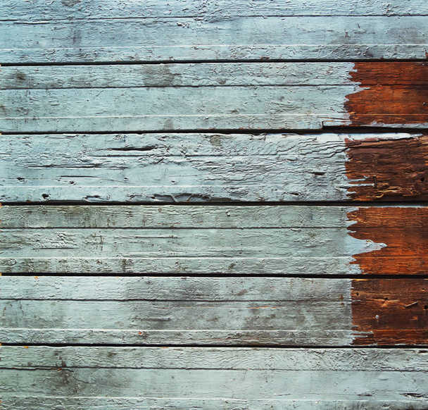 Dekoratív rusztikus türkiz fa háttér vízszintes deszka  - Fotó, kép