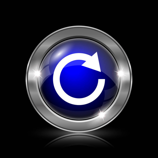 Reload one arrow icon. Metallic internet button on black background - Photo, Image