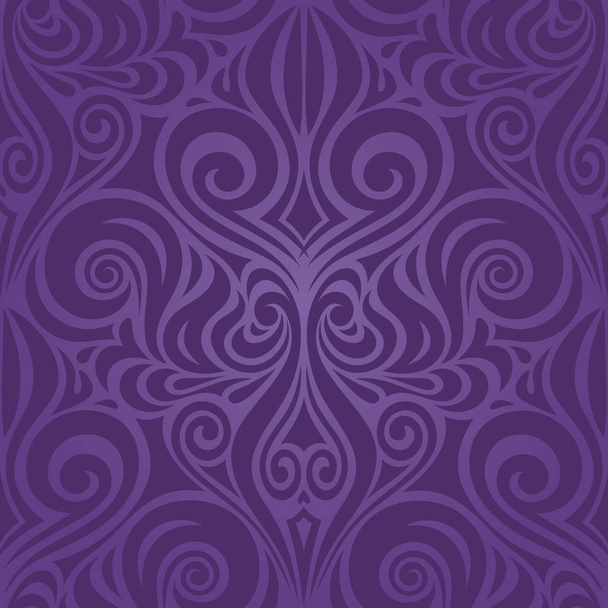 Violet purple Flowers, ornate vintage seamless pattern Floral background trendy fashion design - Vector, afbeelding