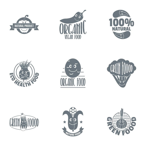 Öko-Lebensmittel-Logo-Set, einfacher Stil - Vektor, Bild