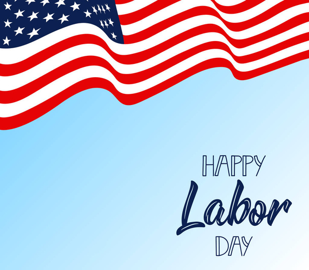 Happy Labor Day card. american holiday design vector illustration - Vector, Imagen