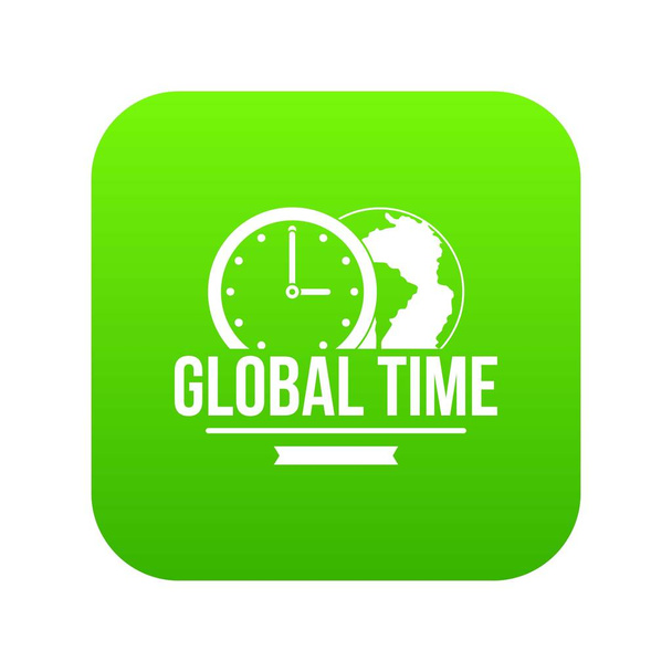 Global time icon green vector - Vector, Image